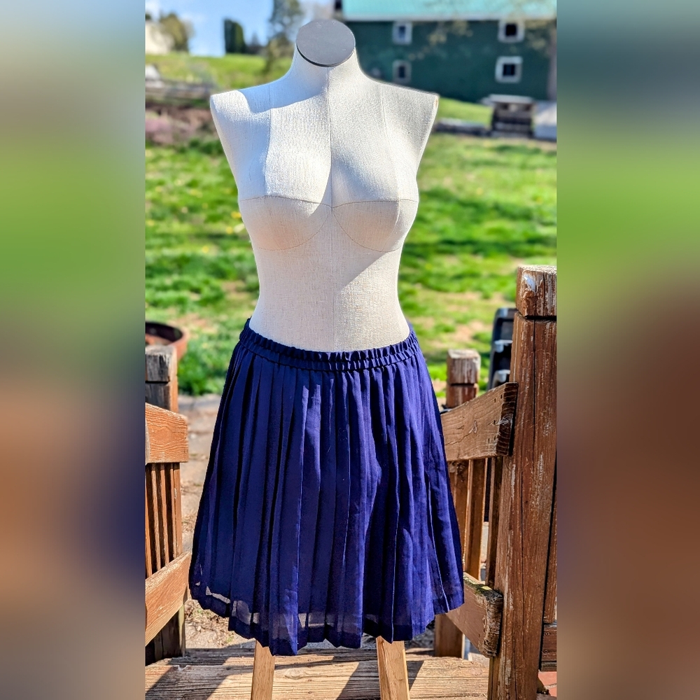 Purple Knee-Length Skater Skirt with Pleats